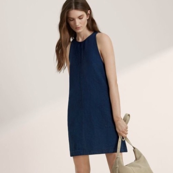 Aritzia Wilfred Trompette Dress With Linen Blue M - Picture 2 of 15